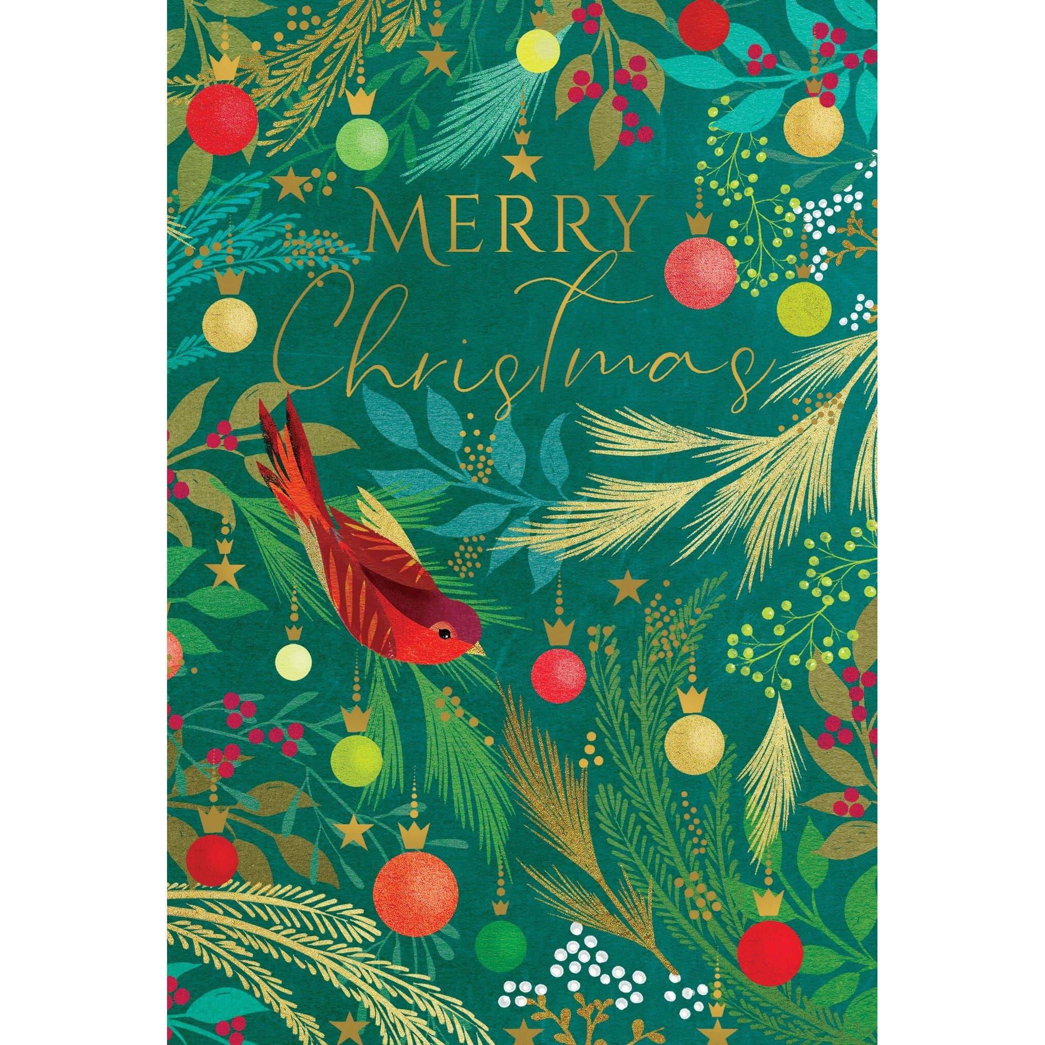 Red Bird Christmas Card by Pictura featuring a festive holiday design with a colorful red bird and seasonal decorations.
